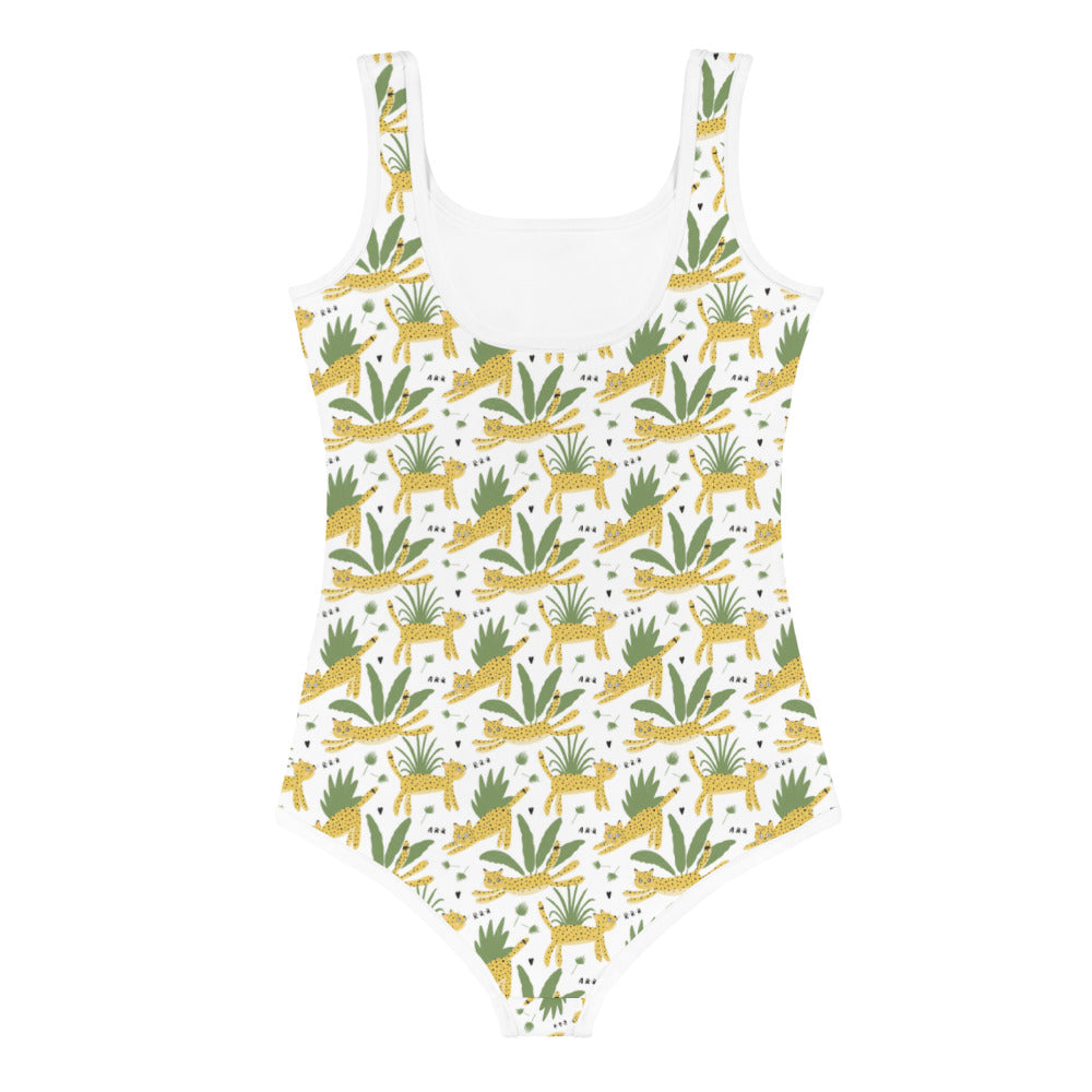 Happy Leopard Print Girls' Swimsuit