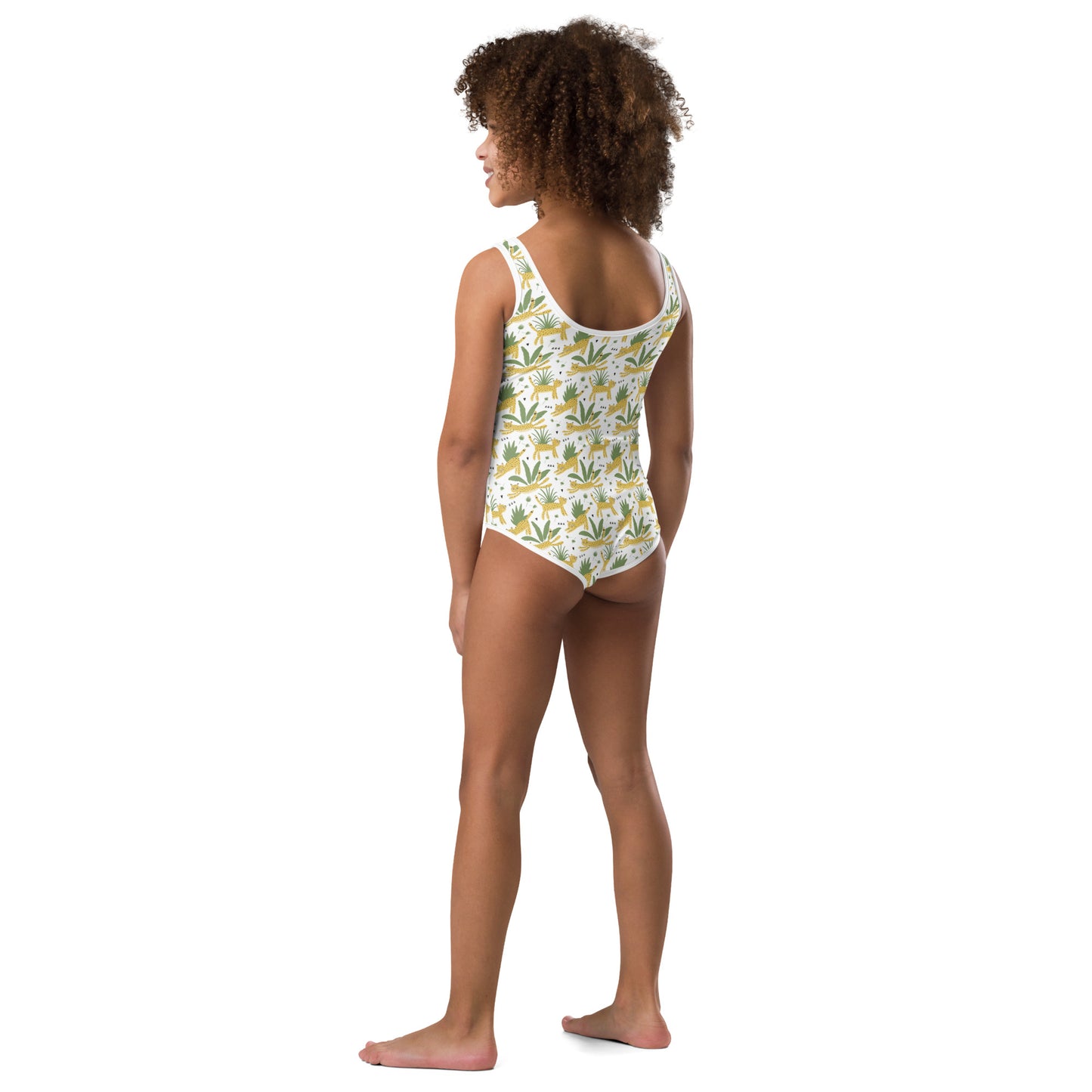 Happy Leopard Print Girls' Swimsuit