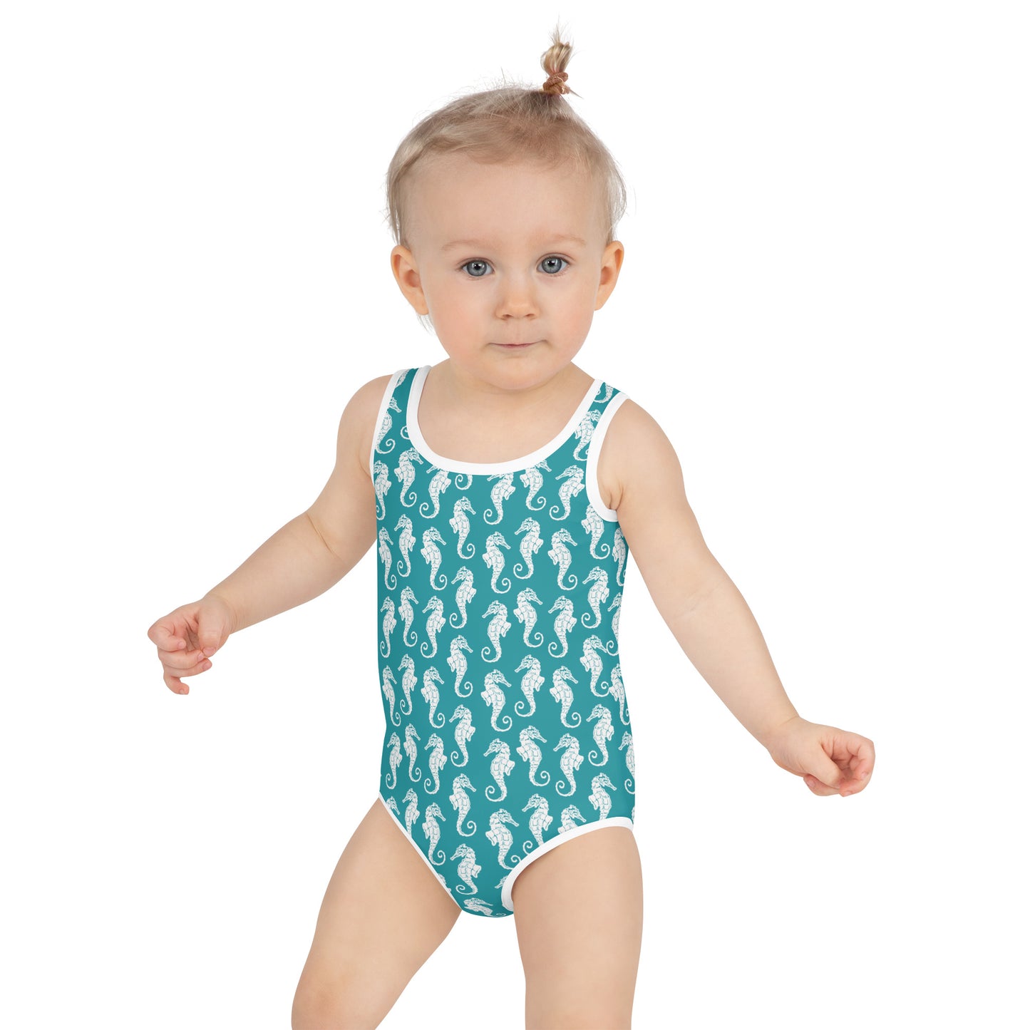 Seahorses Print Girls' Swimsuit