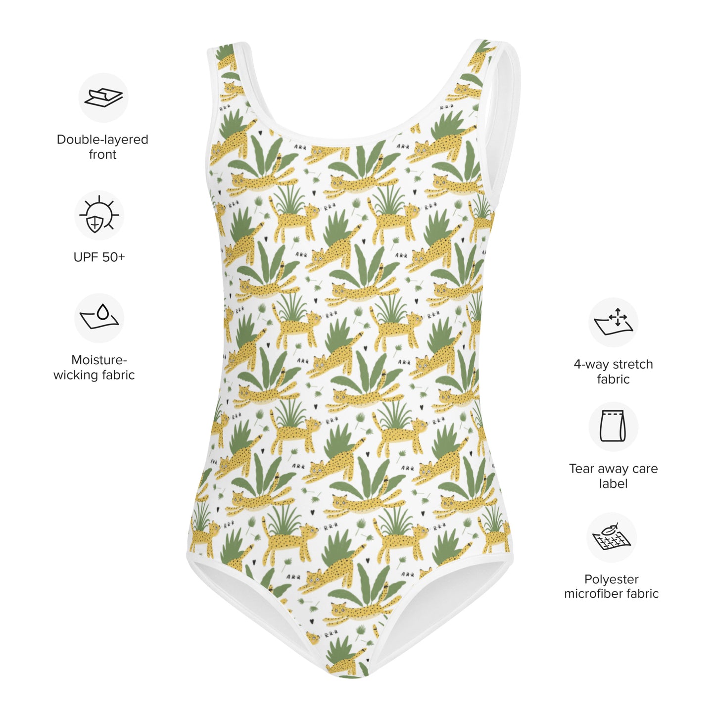 Happy Leopard Print Girls' Swimsuit