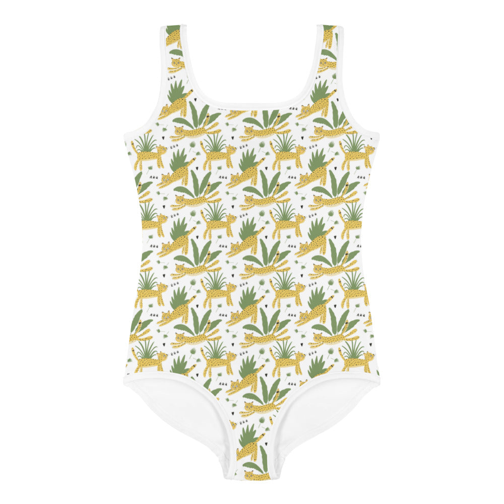 Happy Leopard Print Girls' Swimsuit