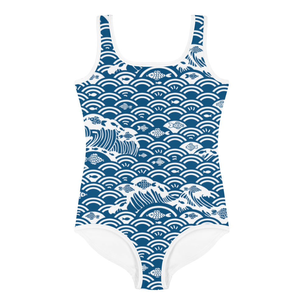 Fishes In The Sea Print Girls' Swimsuit