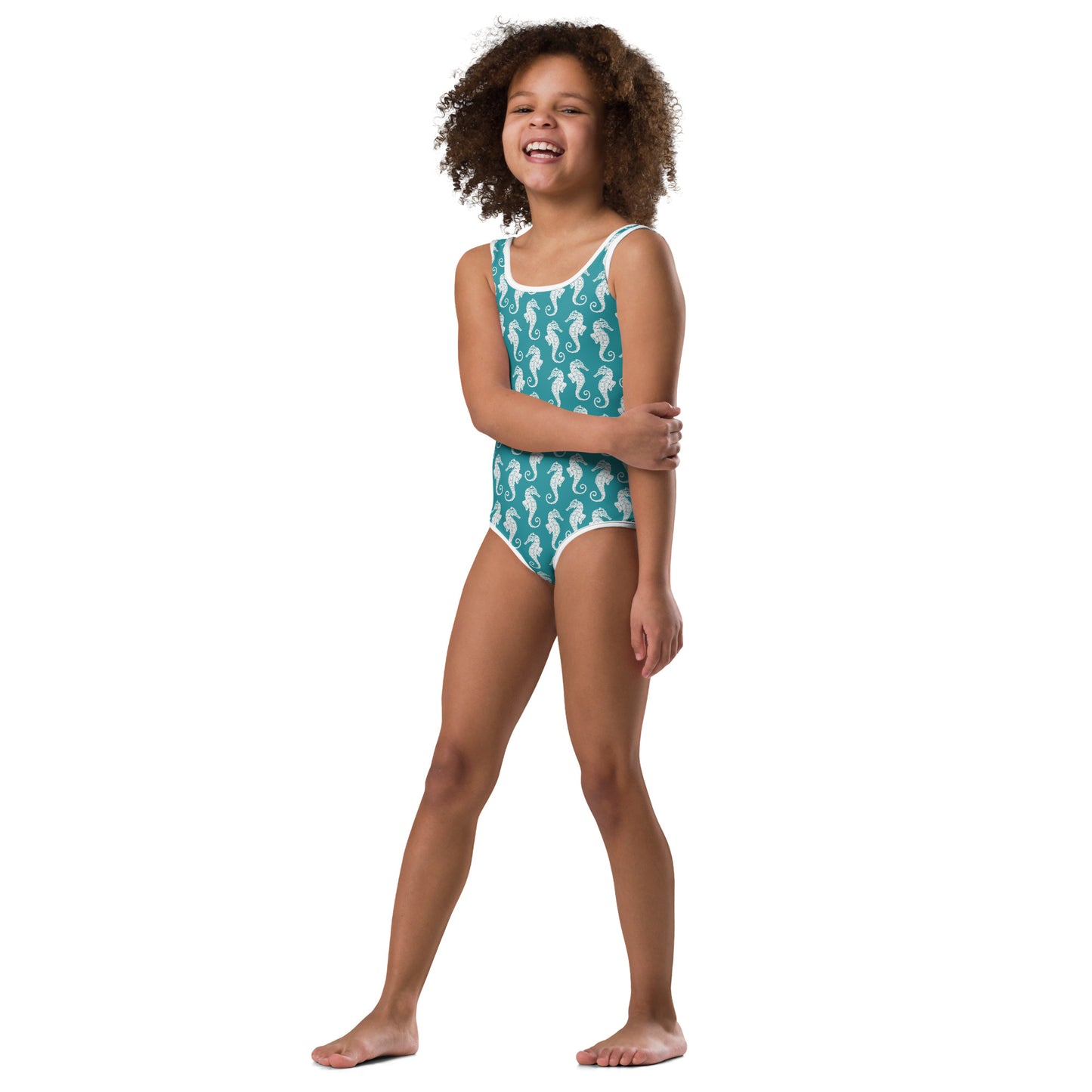 Seahorses Print Girls' Swimsuit