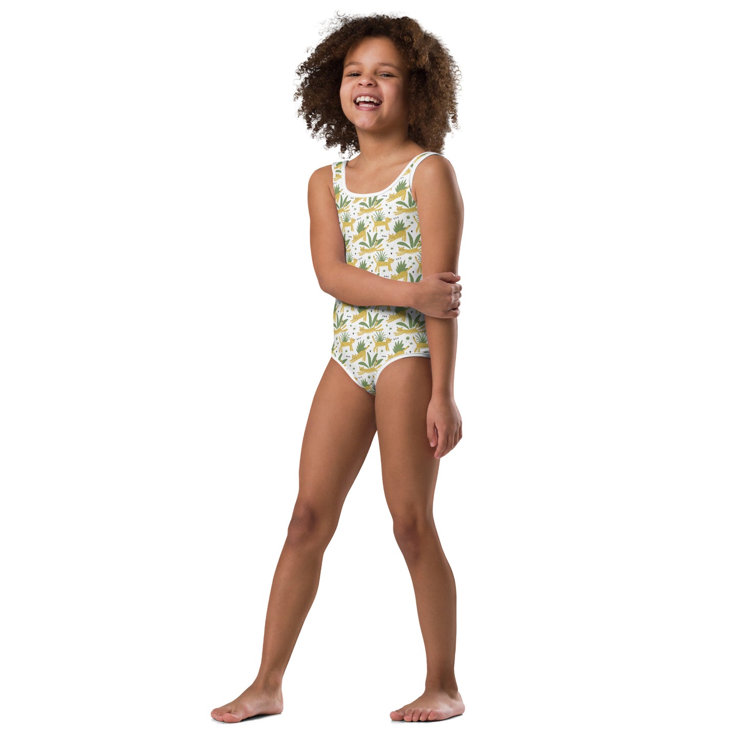 Happy Leopard Print Girls' Swimsuit
