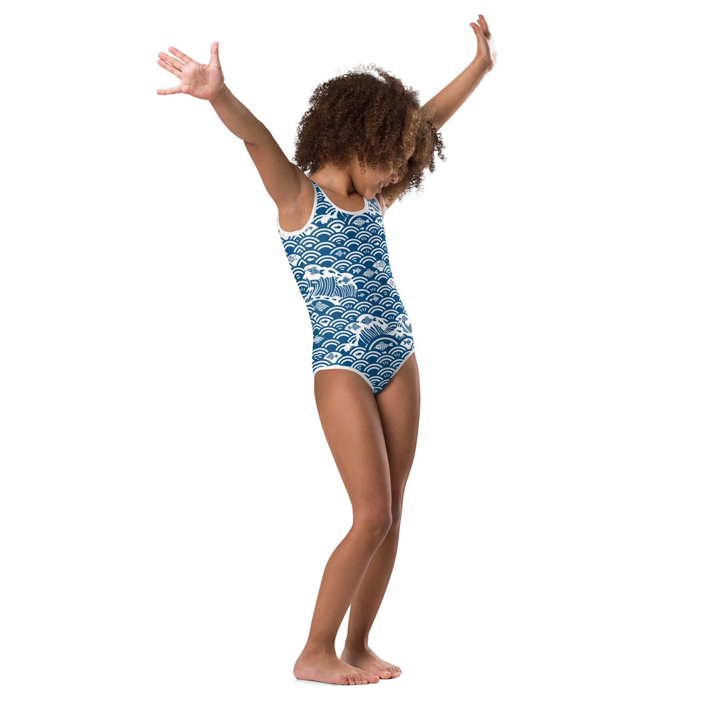Fishes In The Sea Print Girls' Swimsuit