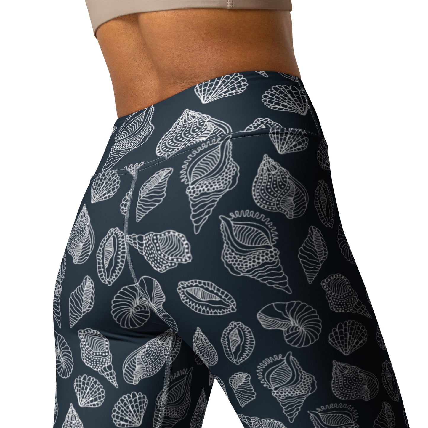 Seashells Yoga Leggings - Navy