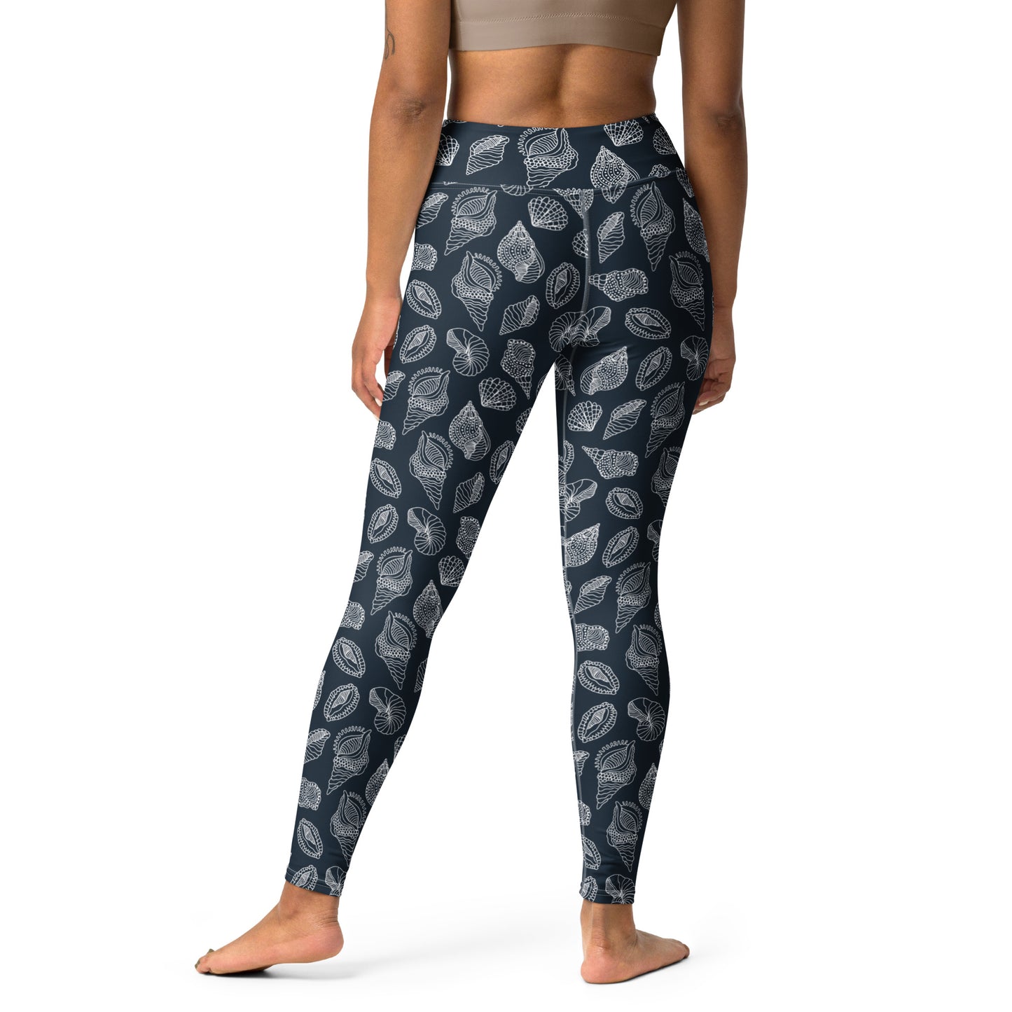 Seashells Yoga Leggings - Navy
