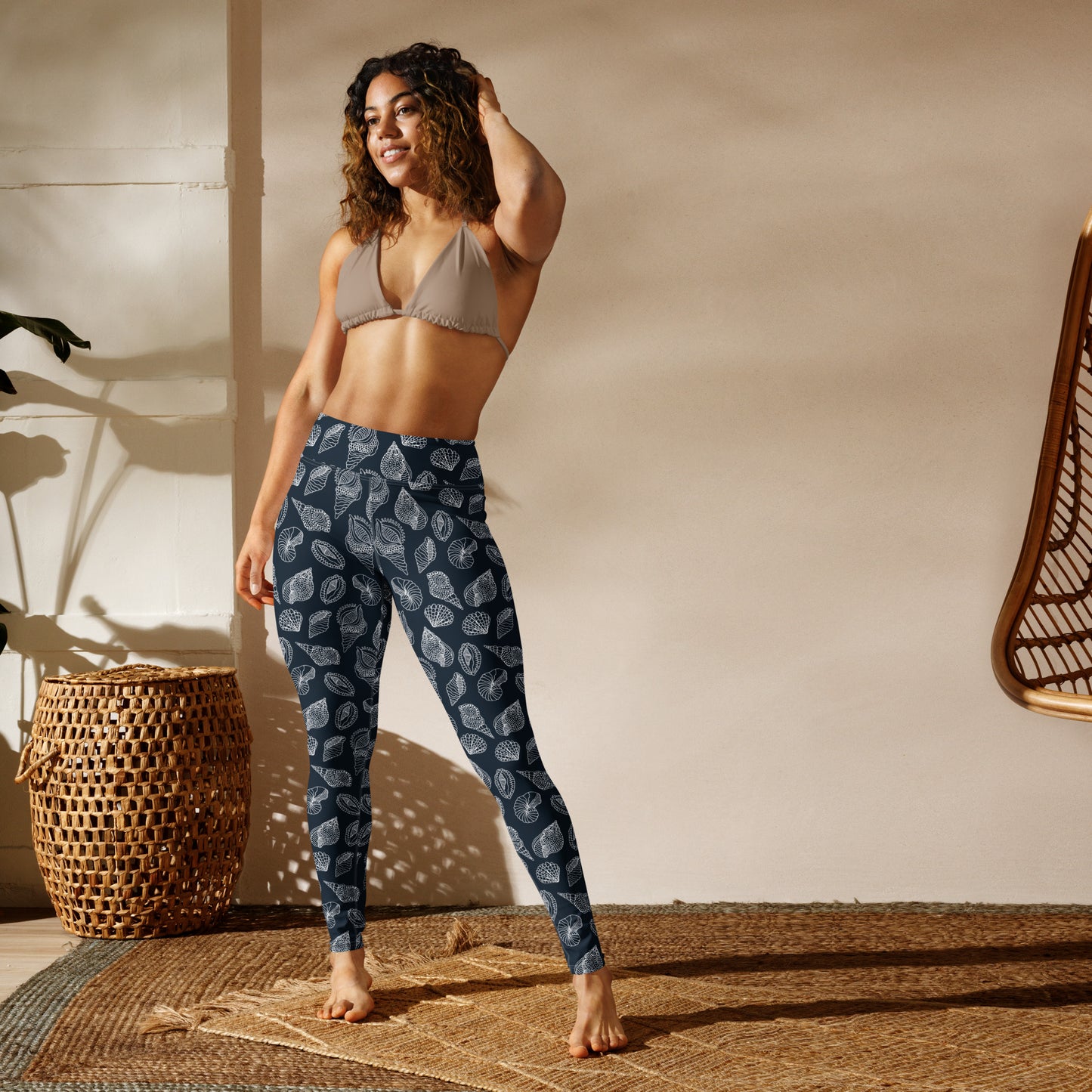 Seashells Yoga Leggings - Navy