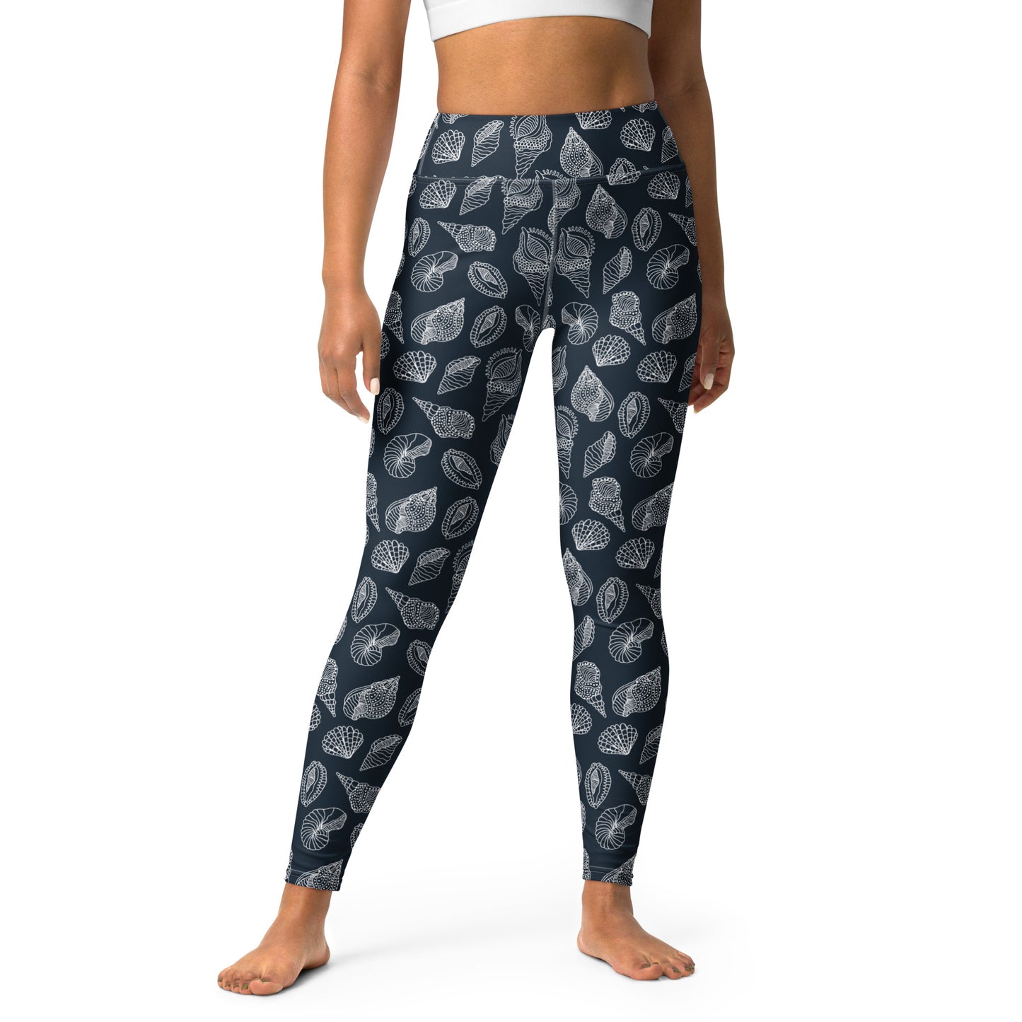 Seashells Yoga Leggings - Navy