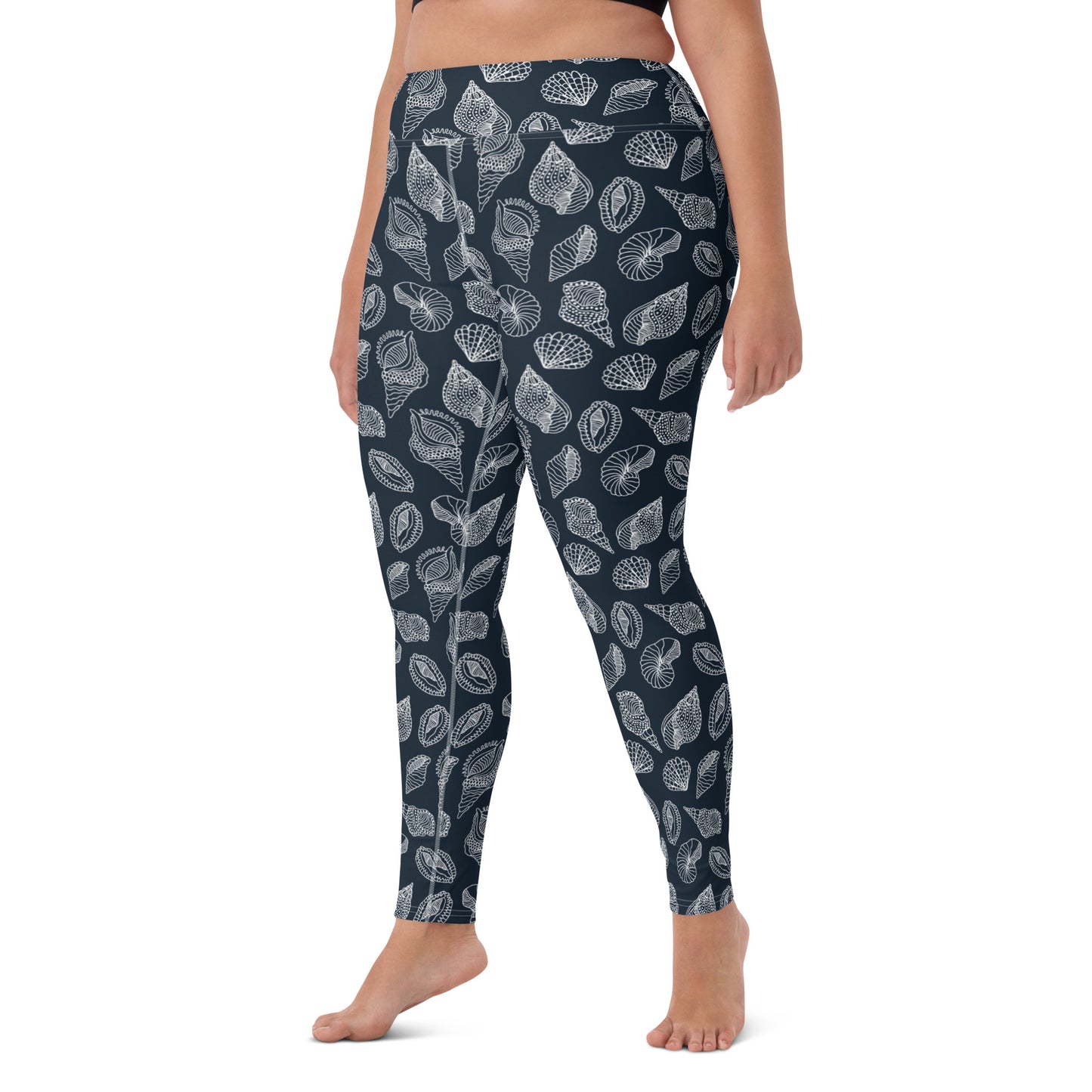 Seashells Yoga Leggings - Navy