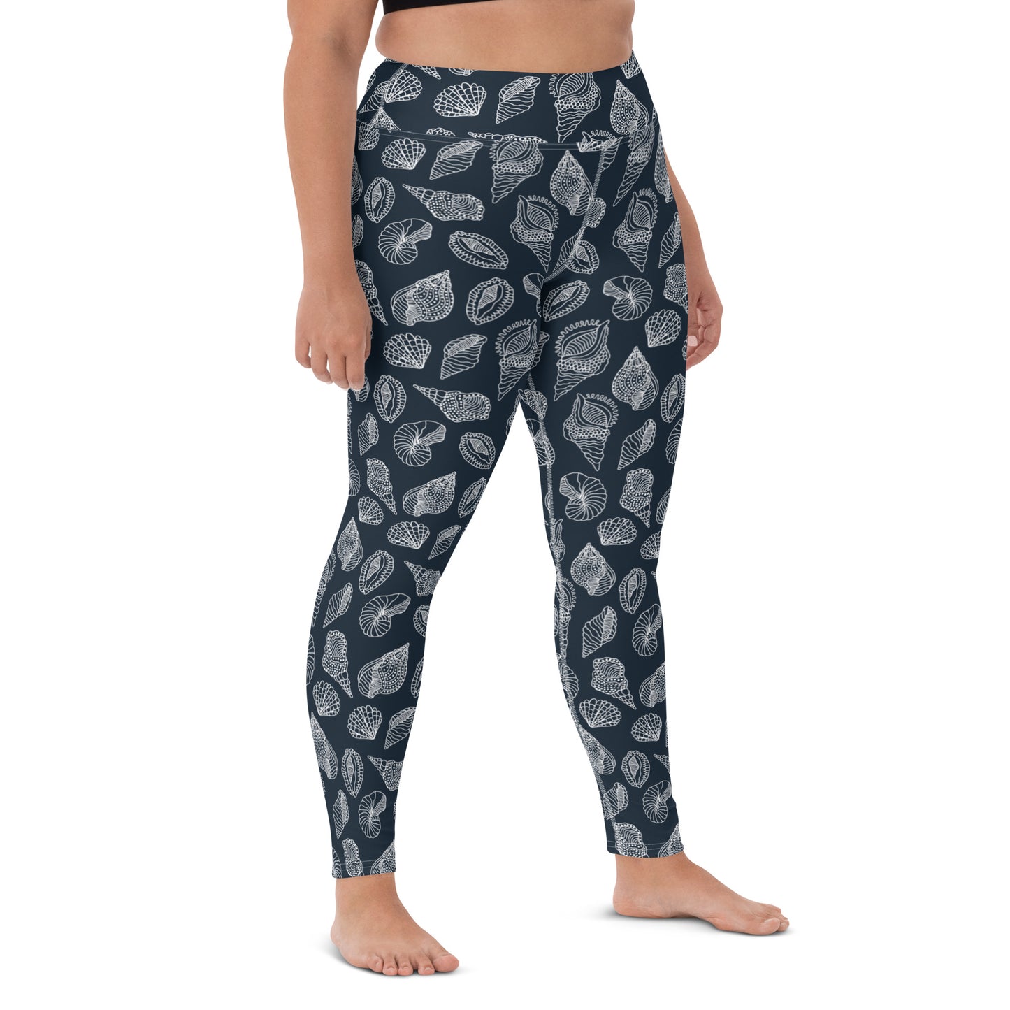 Seashells Yoga Leggings - Navy