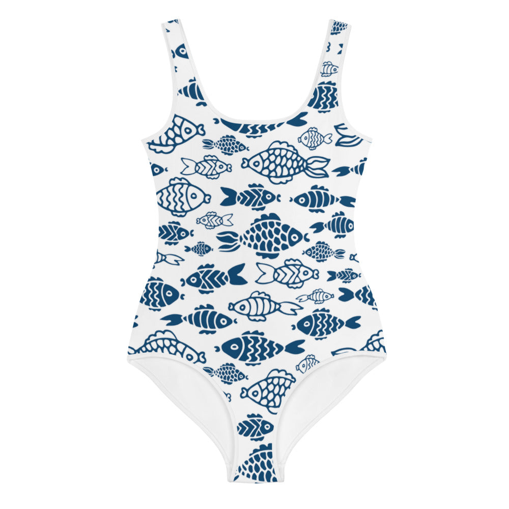 Fishes Print Youth Swimsuit