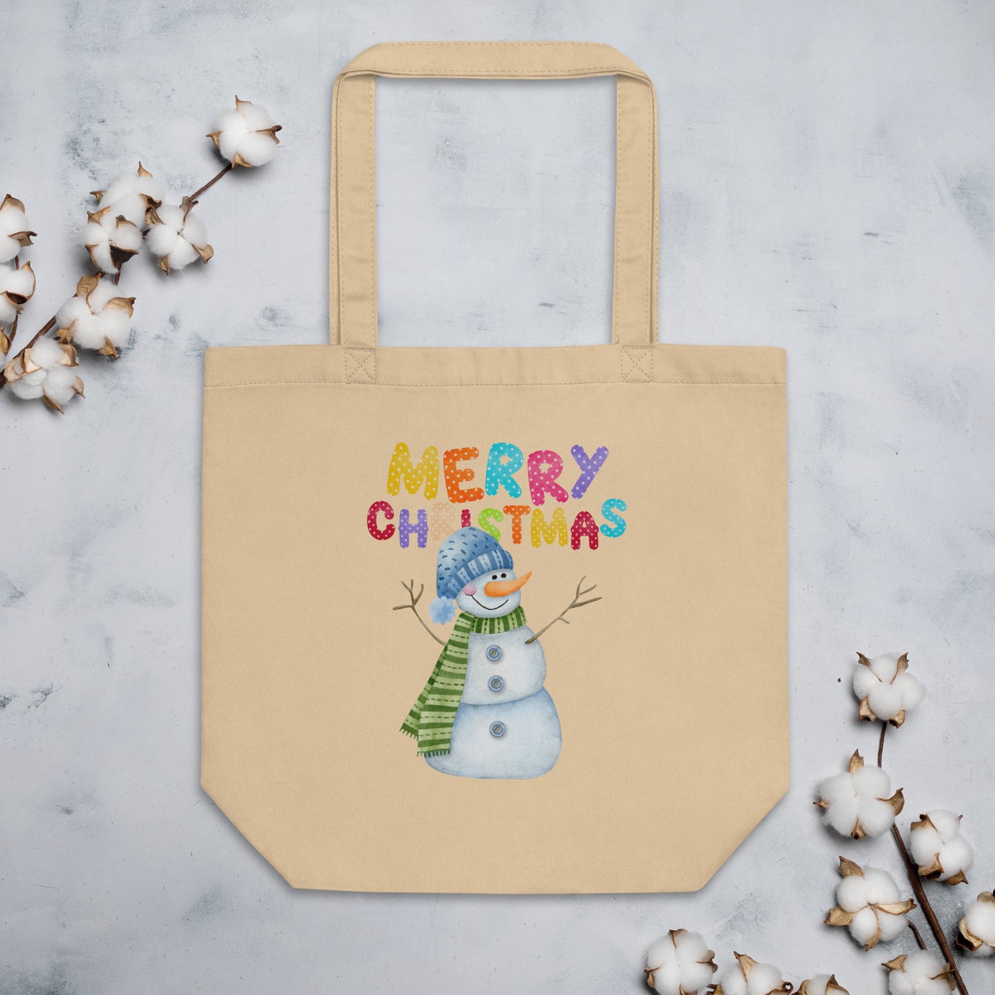 Merry Christmas Snowman Eco Tote Bag