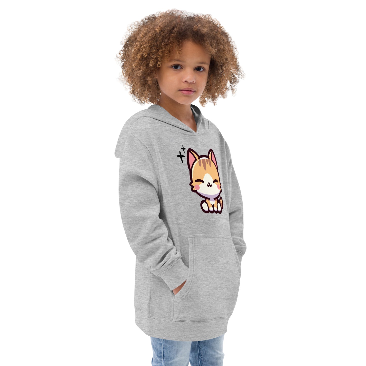 Smiling Cat Kids Fleece Hoodie