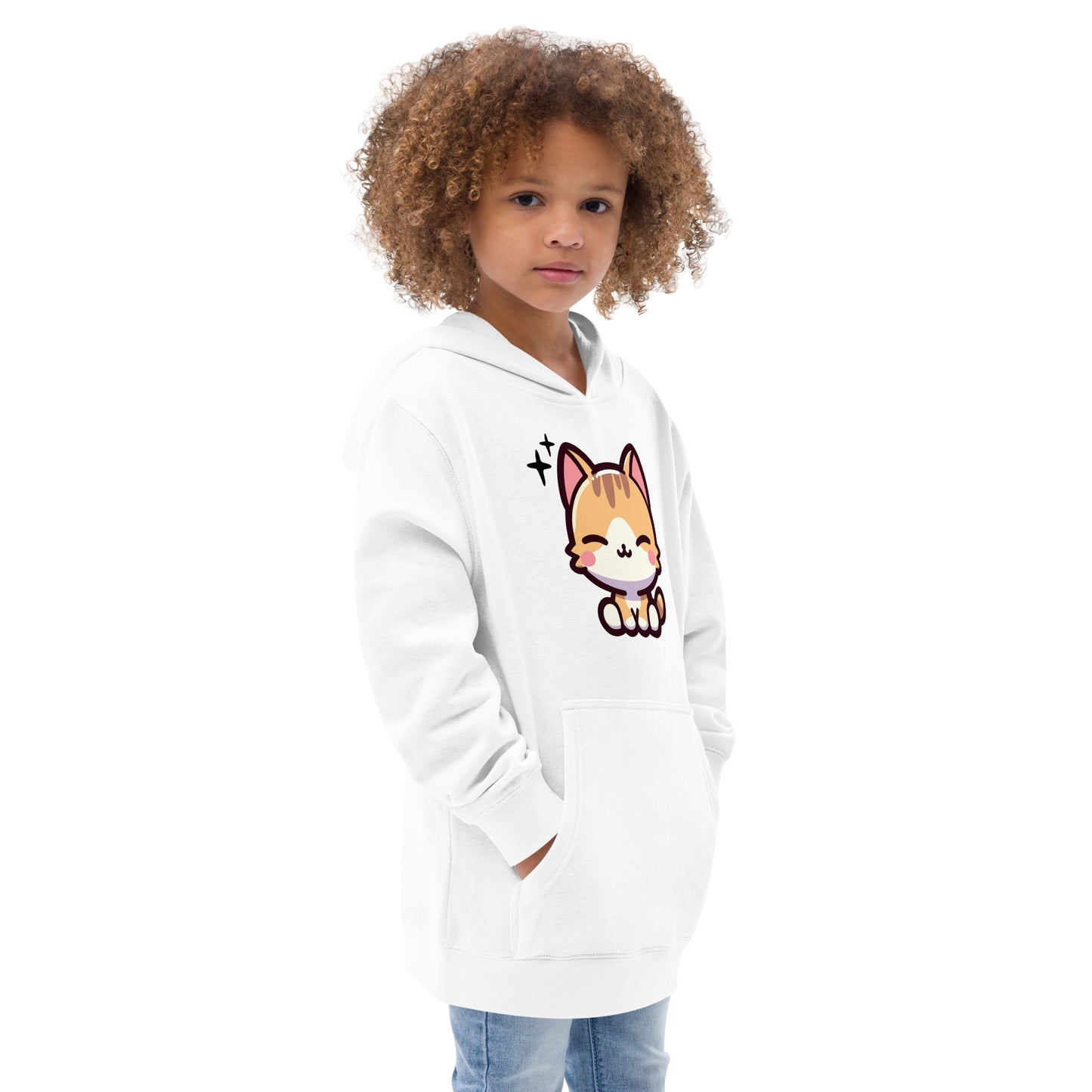 Smiling Cat Kids Fleece Hoodie