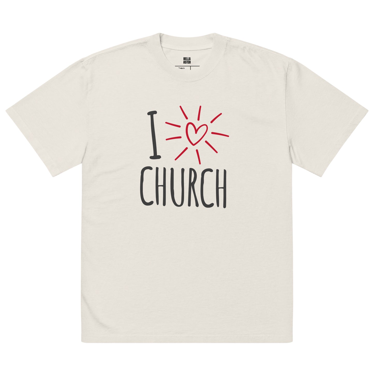 I Love Church Oversized Faded T-Shirt