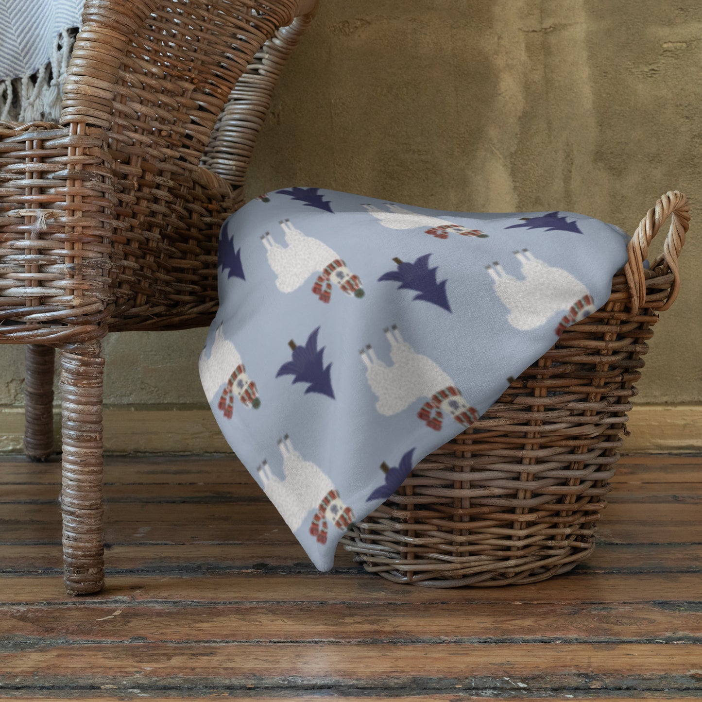Winter Llama Throw Blanket 50″ × 60″ (127 × 153 cm)