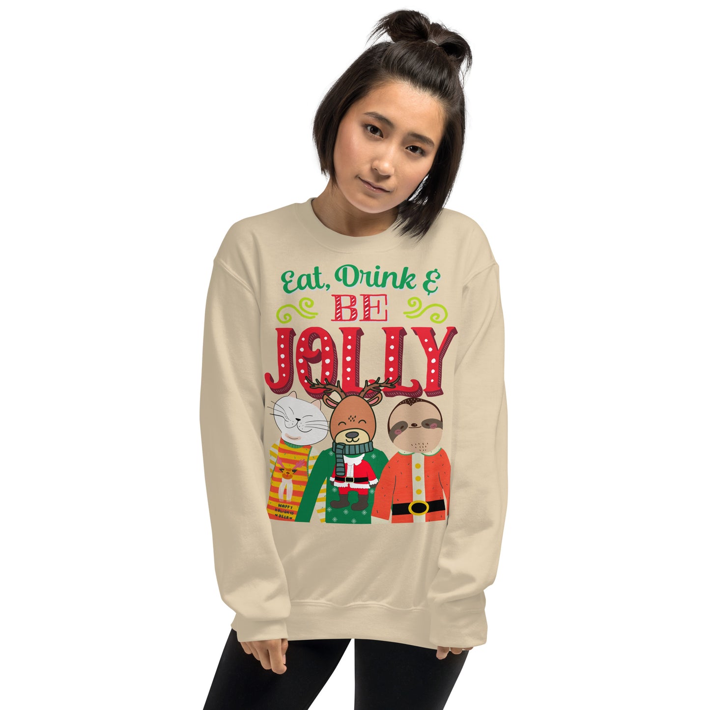 Eat, Drink & Be Jolly Ugly Christmas Unisex Sweatshirt