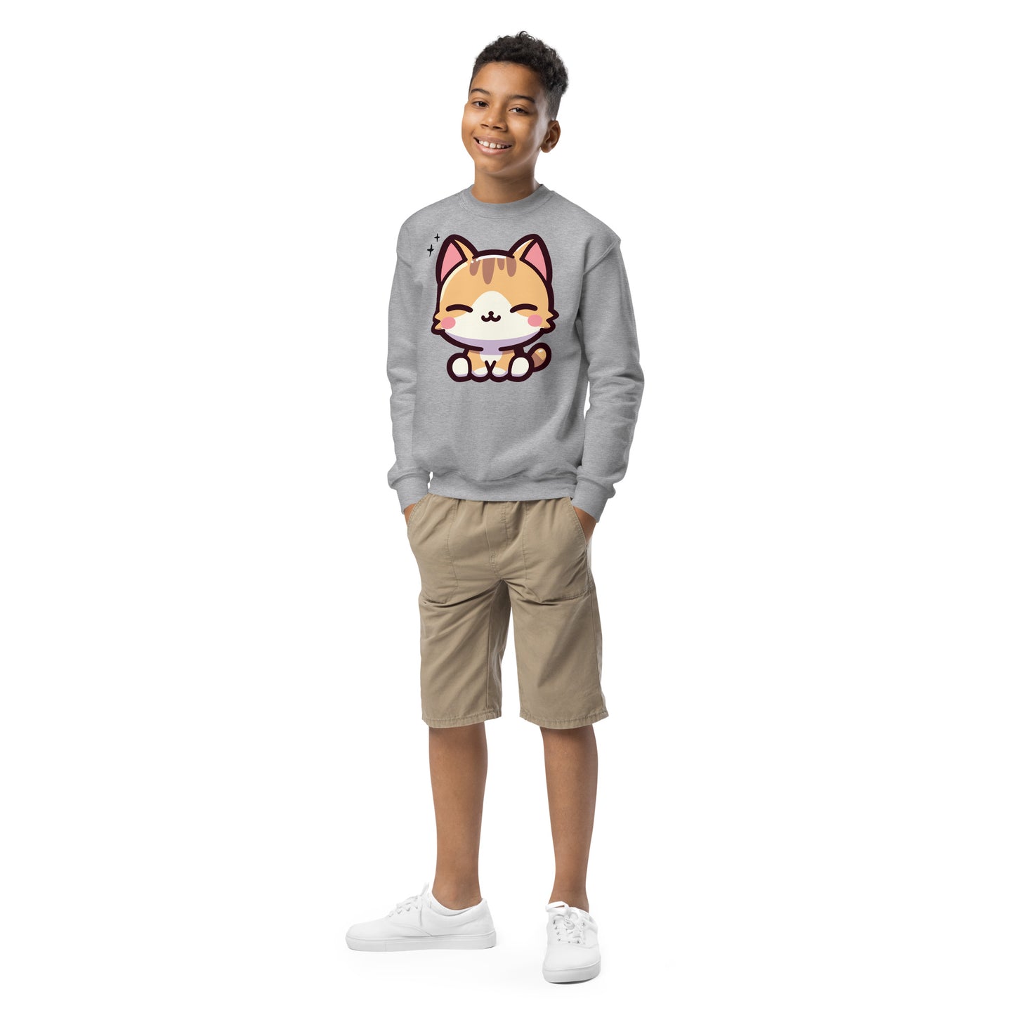 Smiling Cat Youth Crewneck Sweatshirt