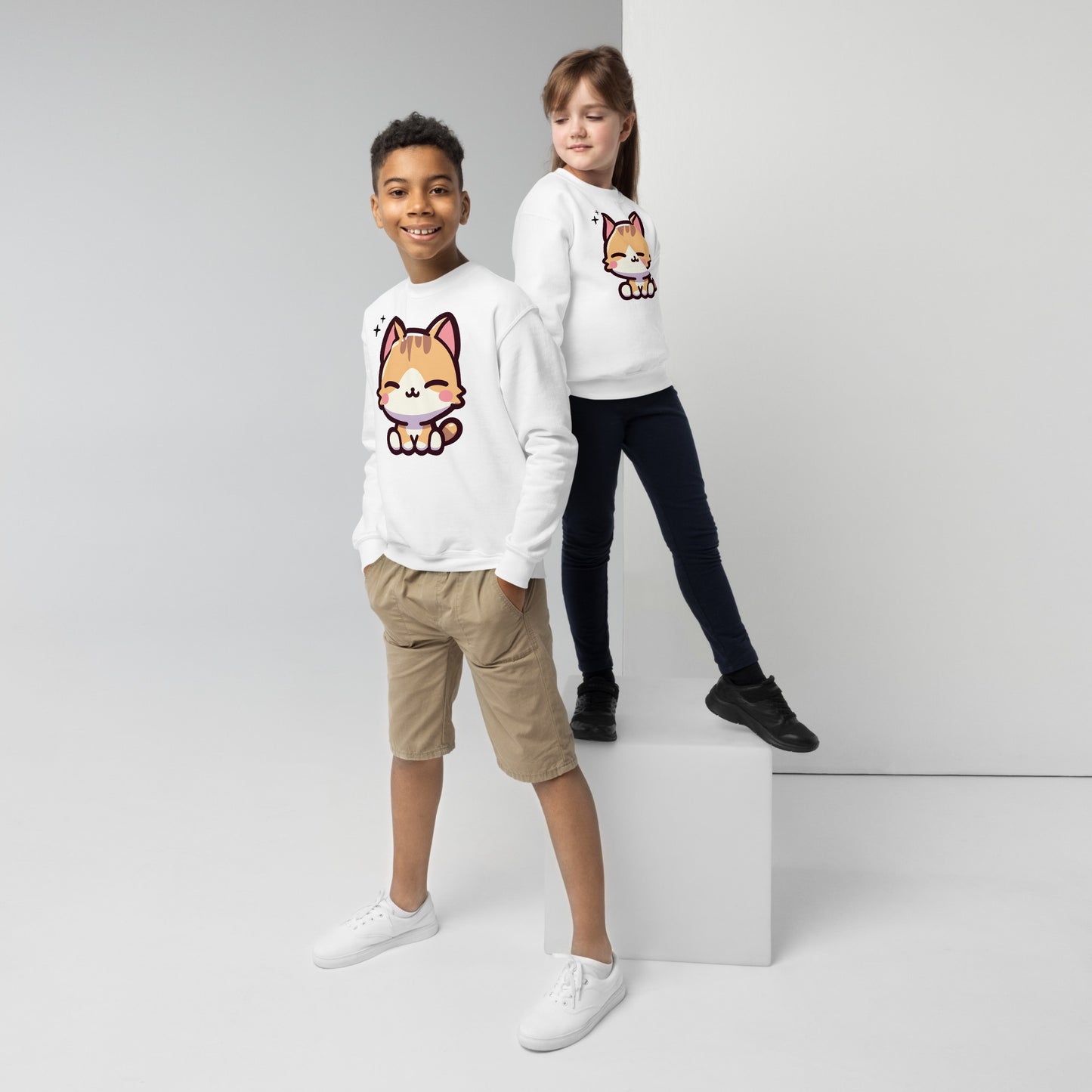 Smiling Cat Youth Crewneck Sweatshirt