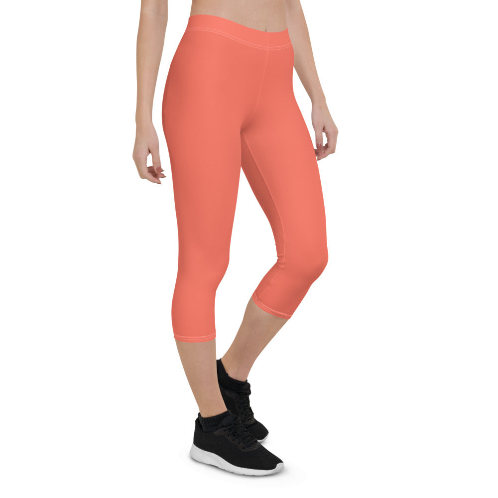 Coral Fiesta Capri Leggings