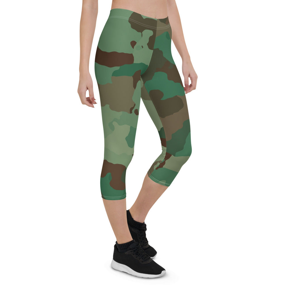 Green Camouflage Capri Leggings