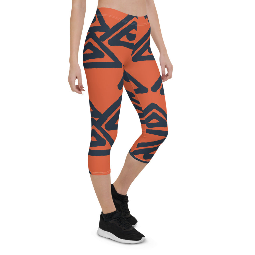 Geometric Tribal Print Capri Leggings