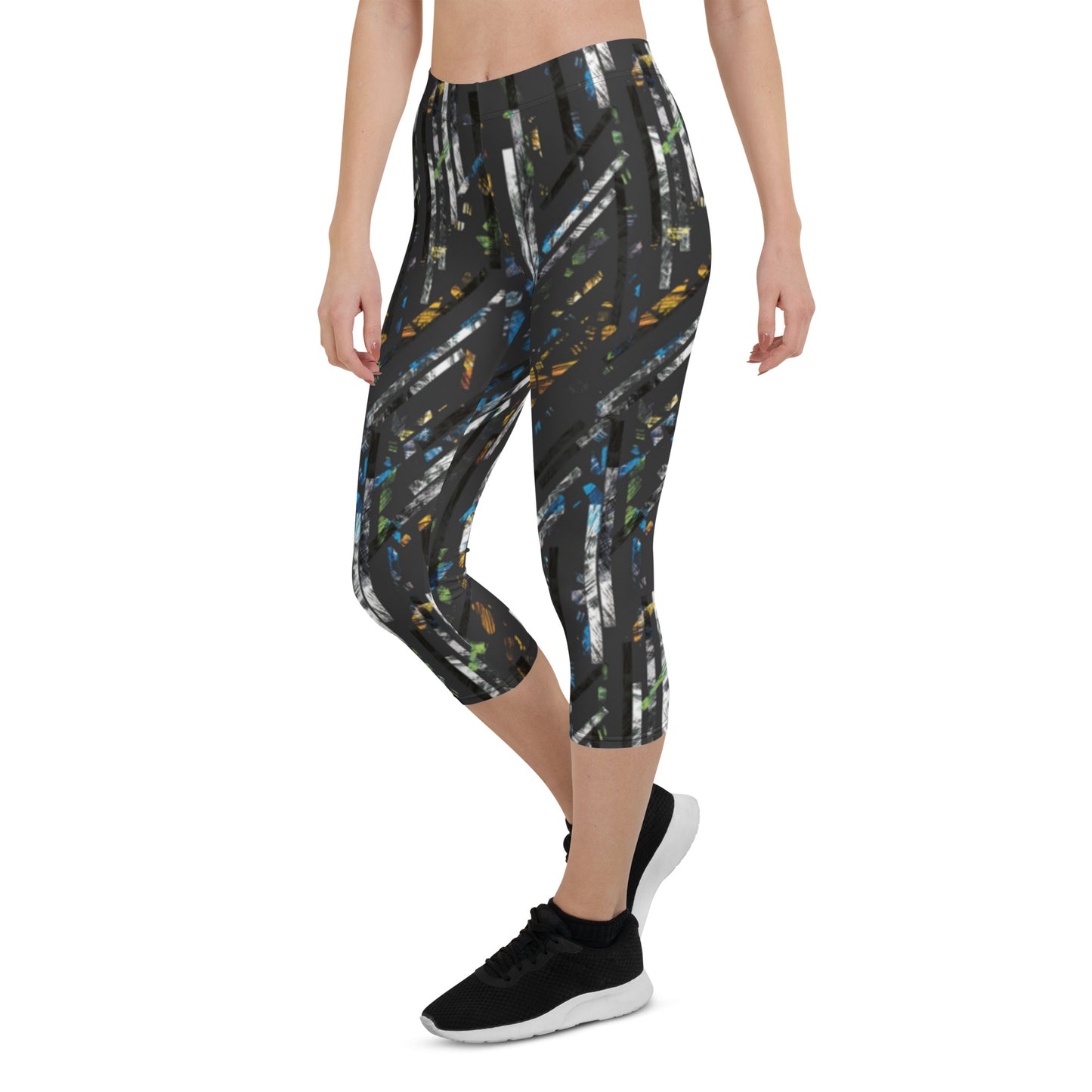 Multicolor Geometric Capri Leggings