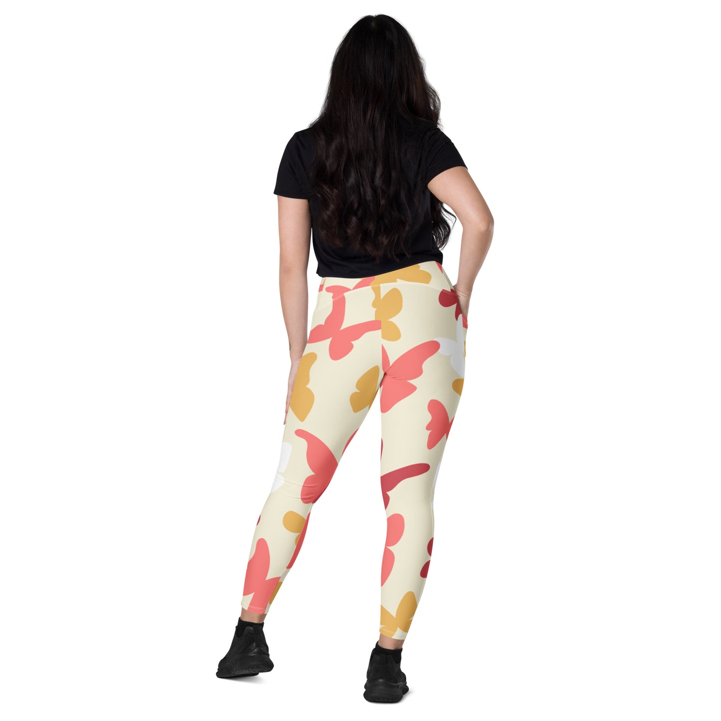 Butterflies Crossover Leggings with Pockets