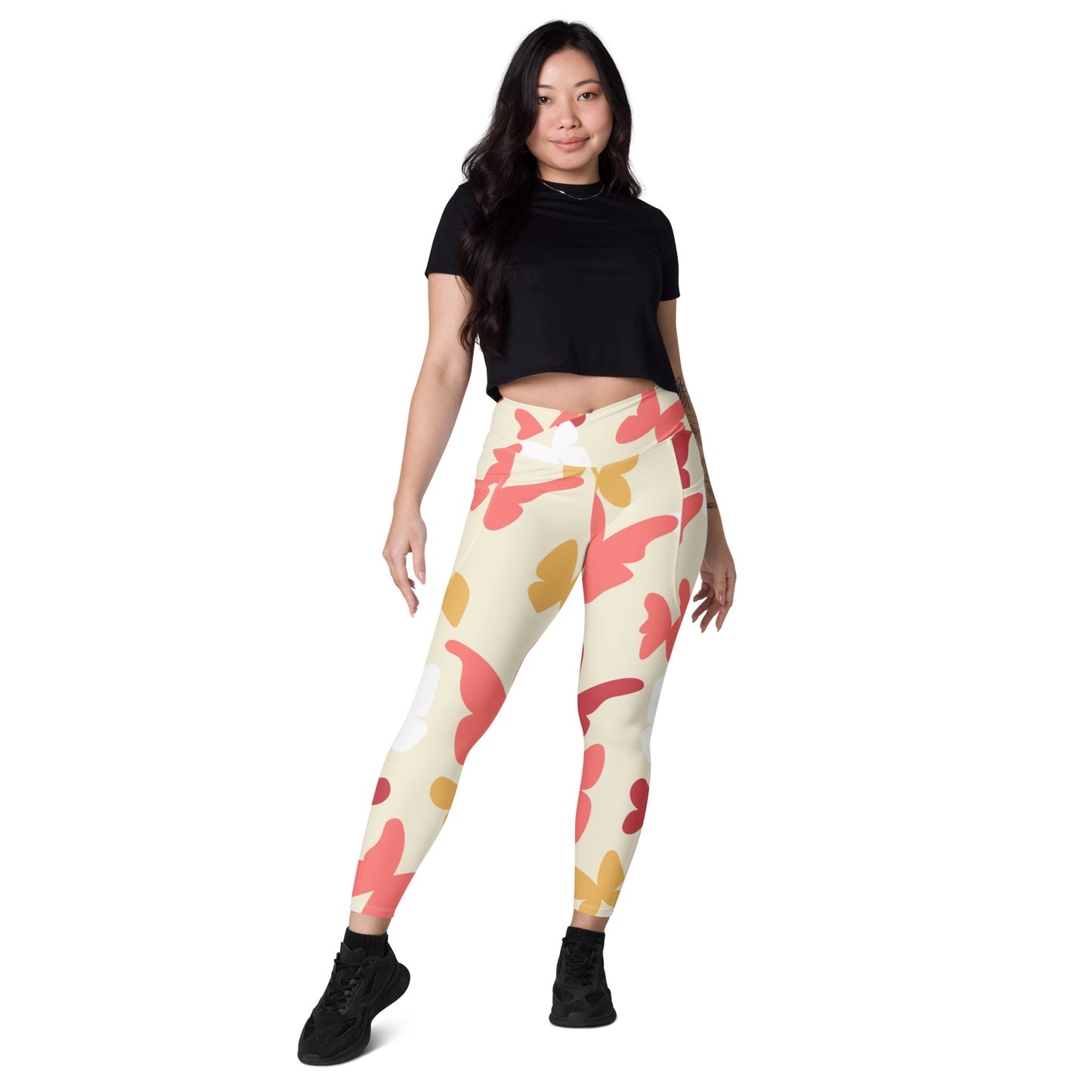 Butterflies Crossover Leggings with Pockets
