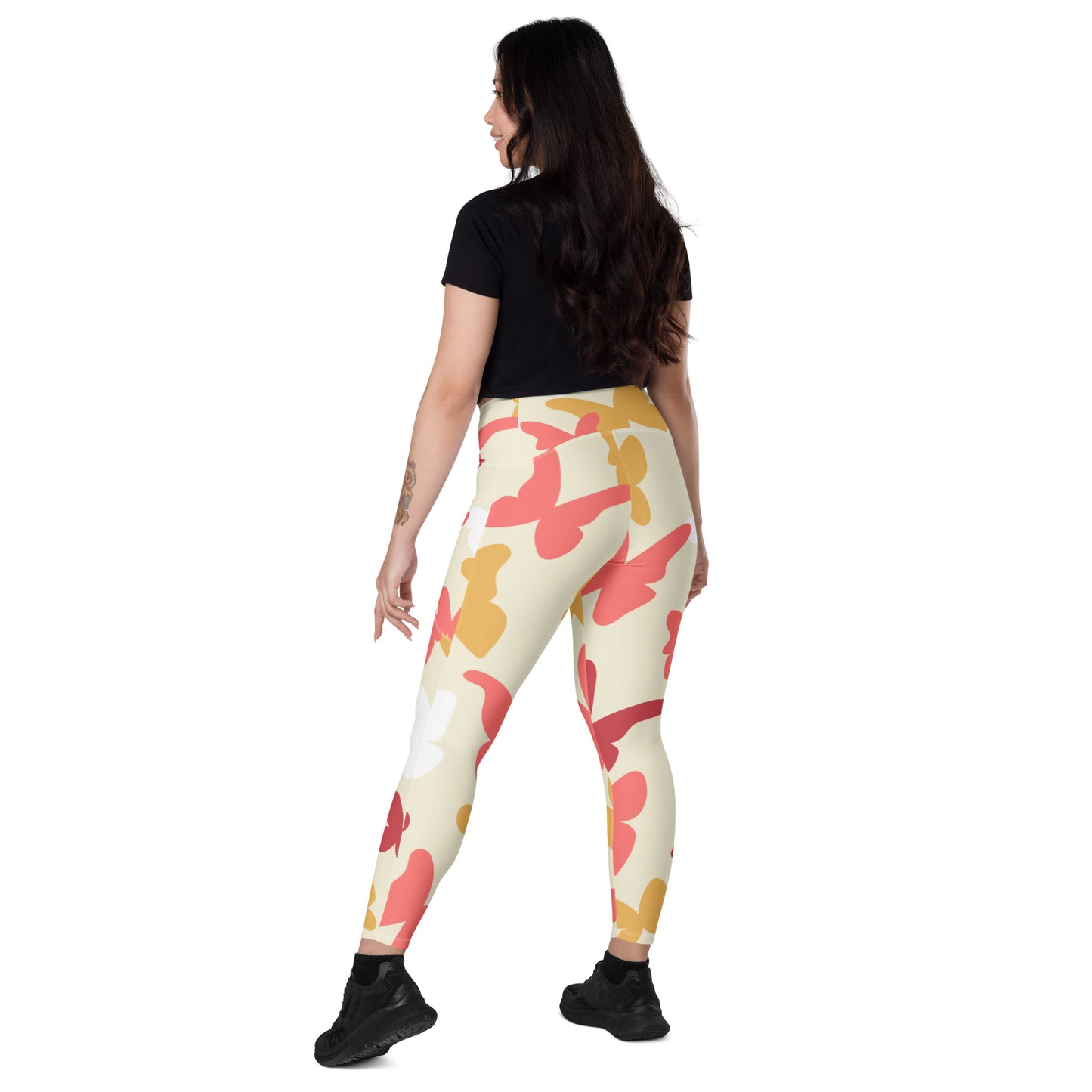 Butterflies Crossover Leggings with Pockets