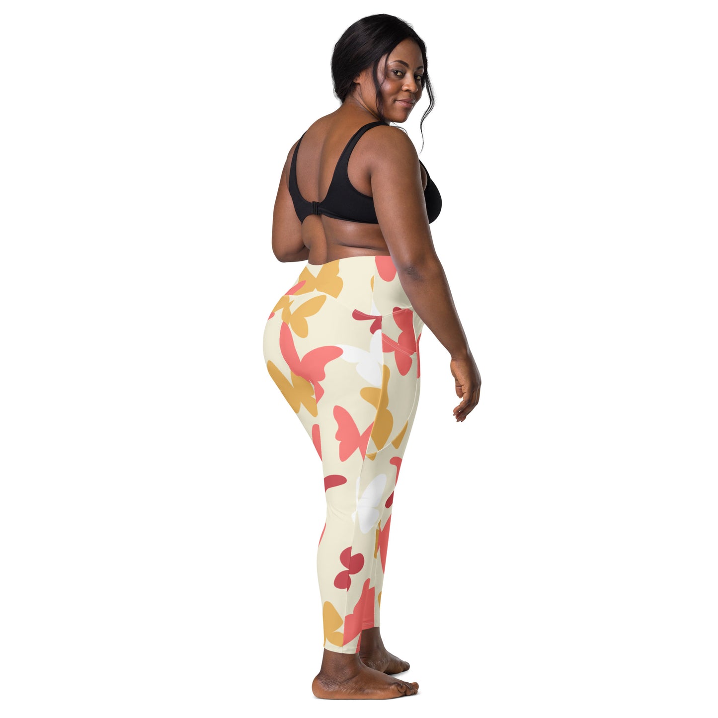 Butterflies Crossover Leggings with Pockets