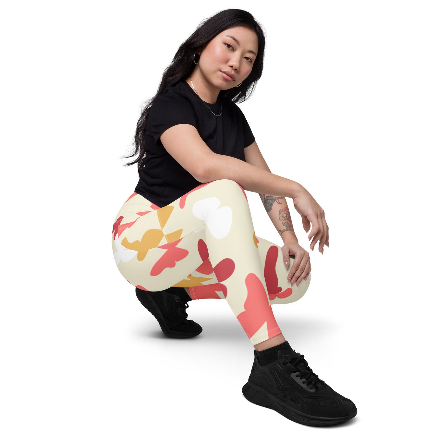 Butterflies Crossover Leggings with Pockets