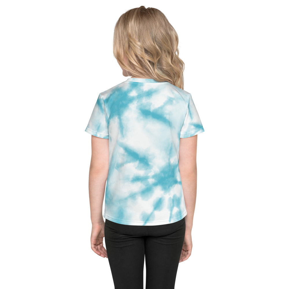 Light Blue Tie Dye Kids crew neck t-shirt