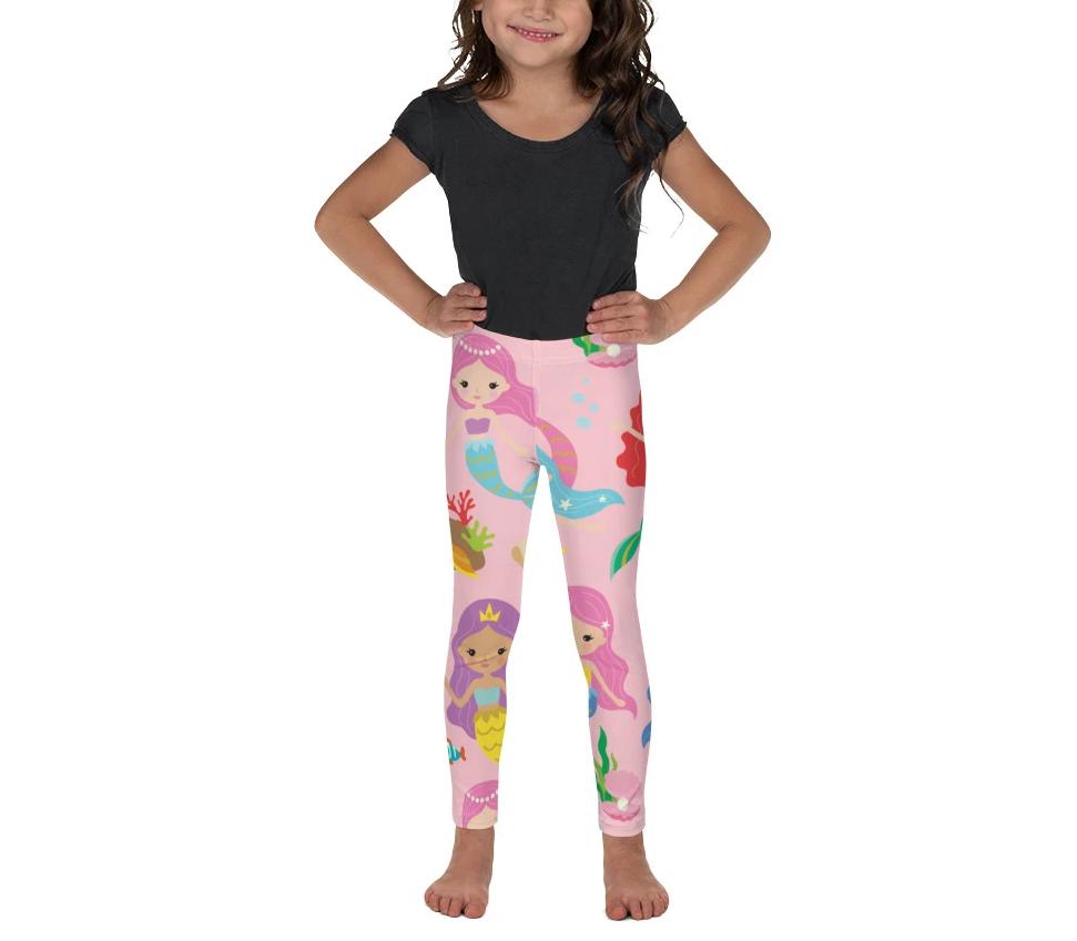 Cute Pink Girl's Mermaid Leggings