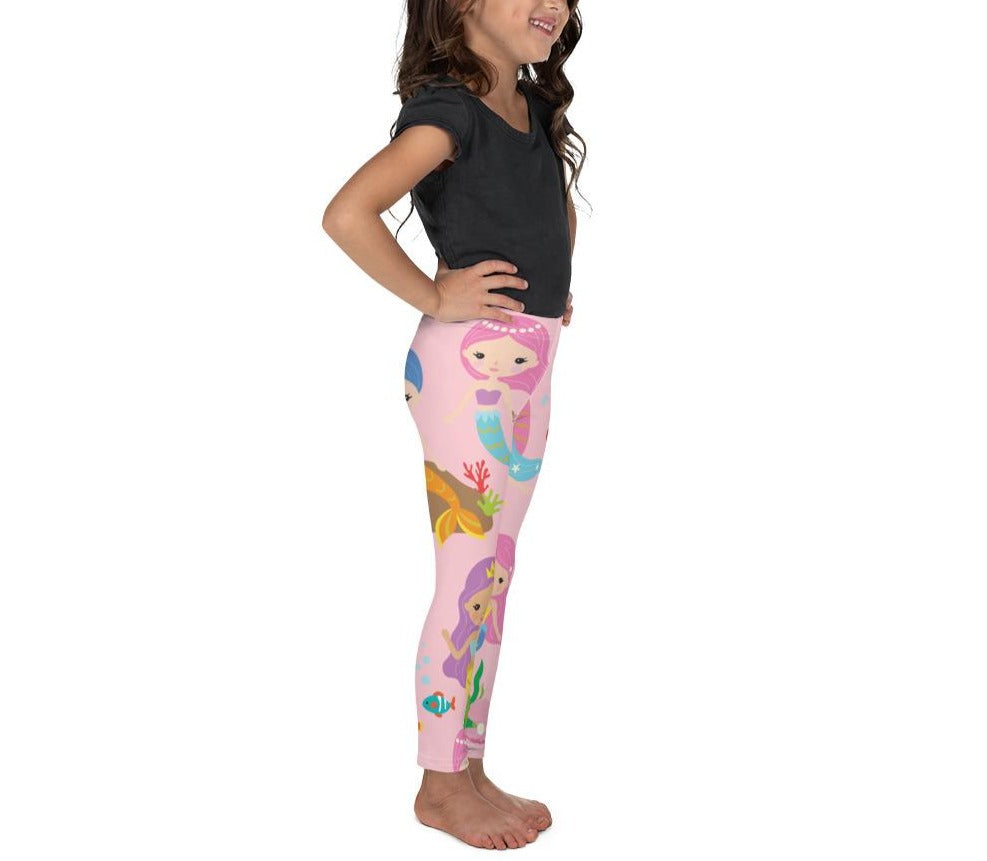 Cute Pink Girl's Mermaid Leggings