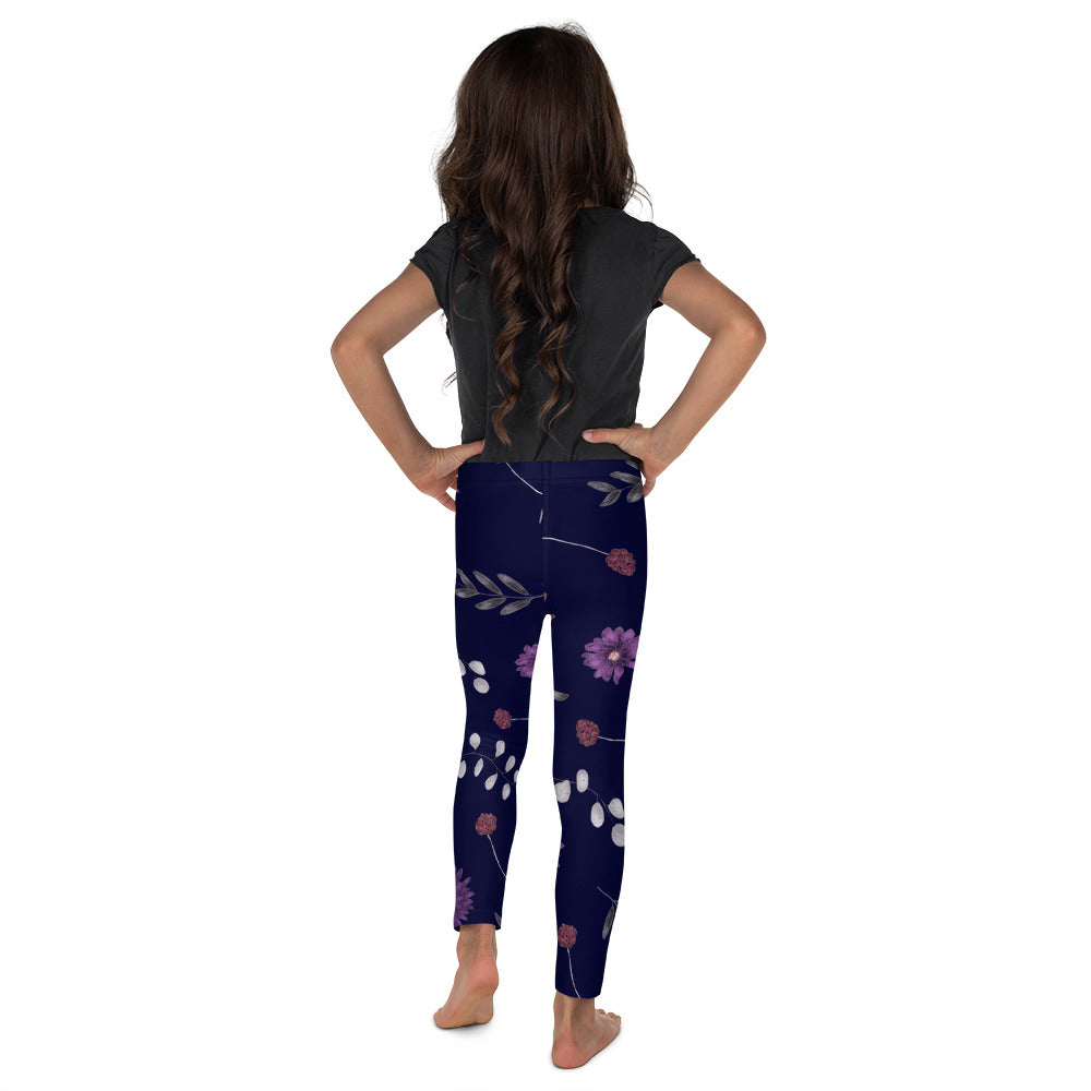Purple Floral Girls Leggings