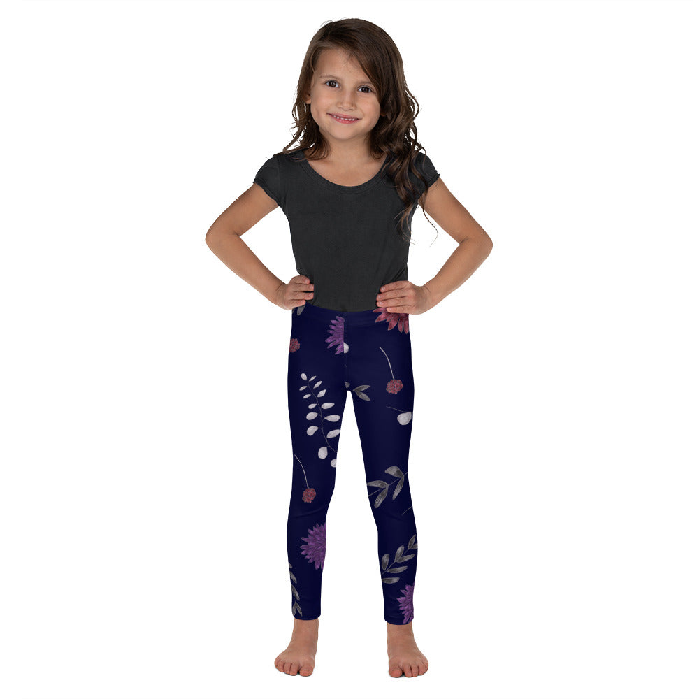 Purple Floral Girls Leggings