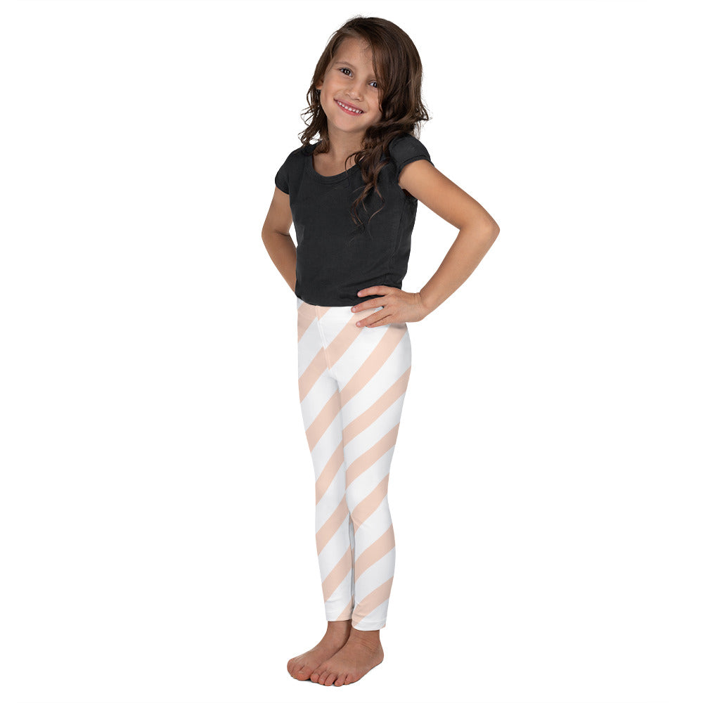 Pink Striped Girls Leggings