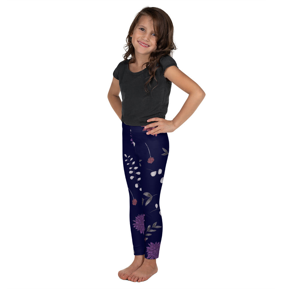 Purple Floral Girls Leggings