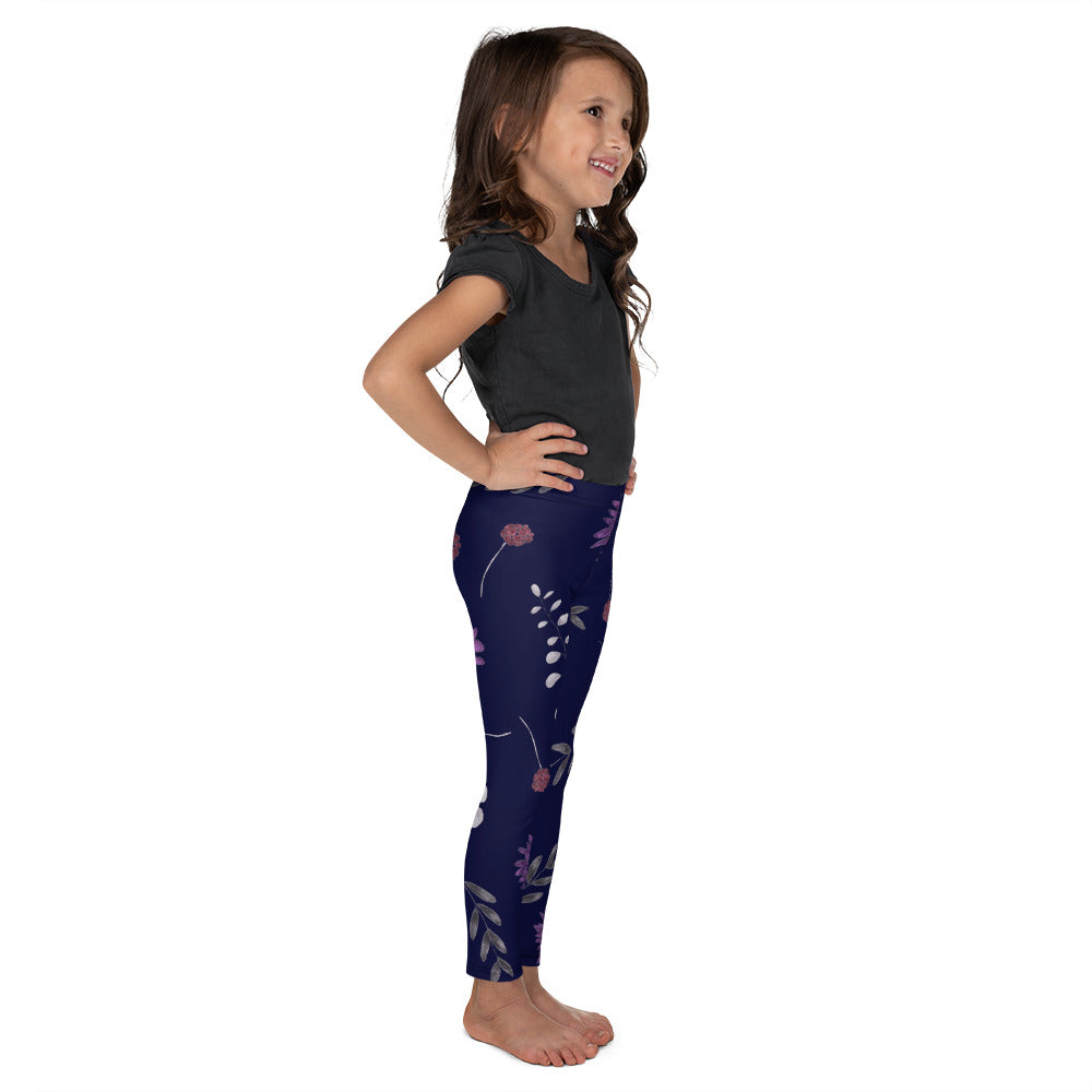 Purple Floral Girls Leggings