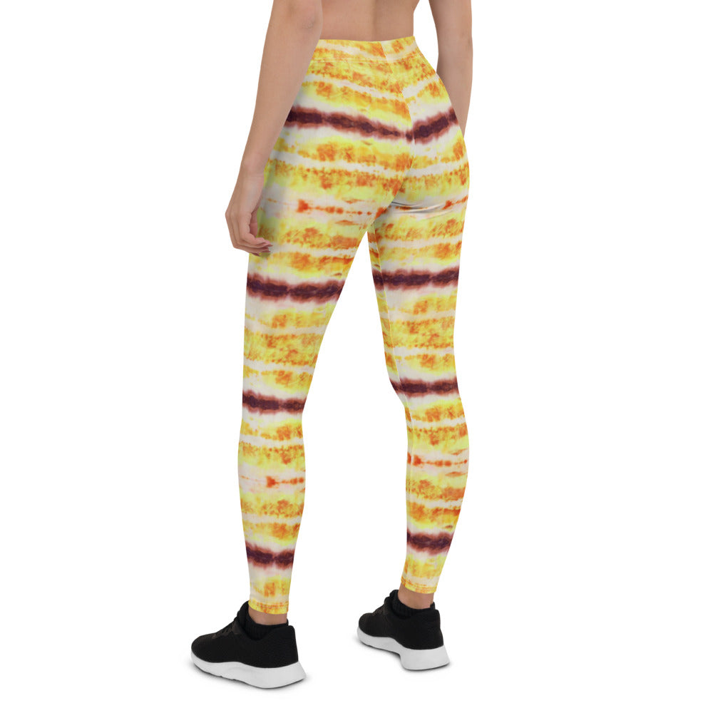 Yellow & Purple Tie Dye Print Leggings