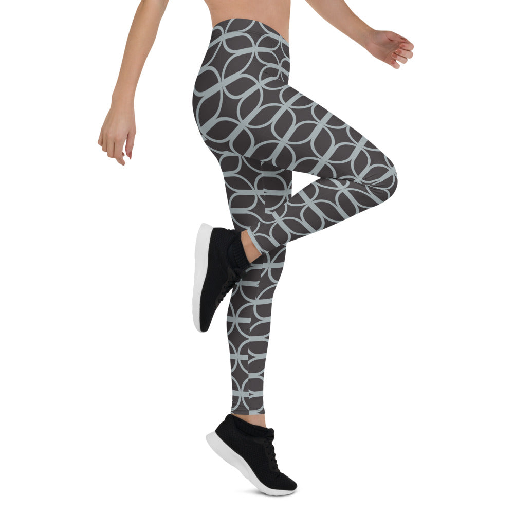 Brown and Blue Print Workout Leggings