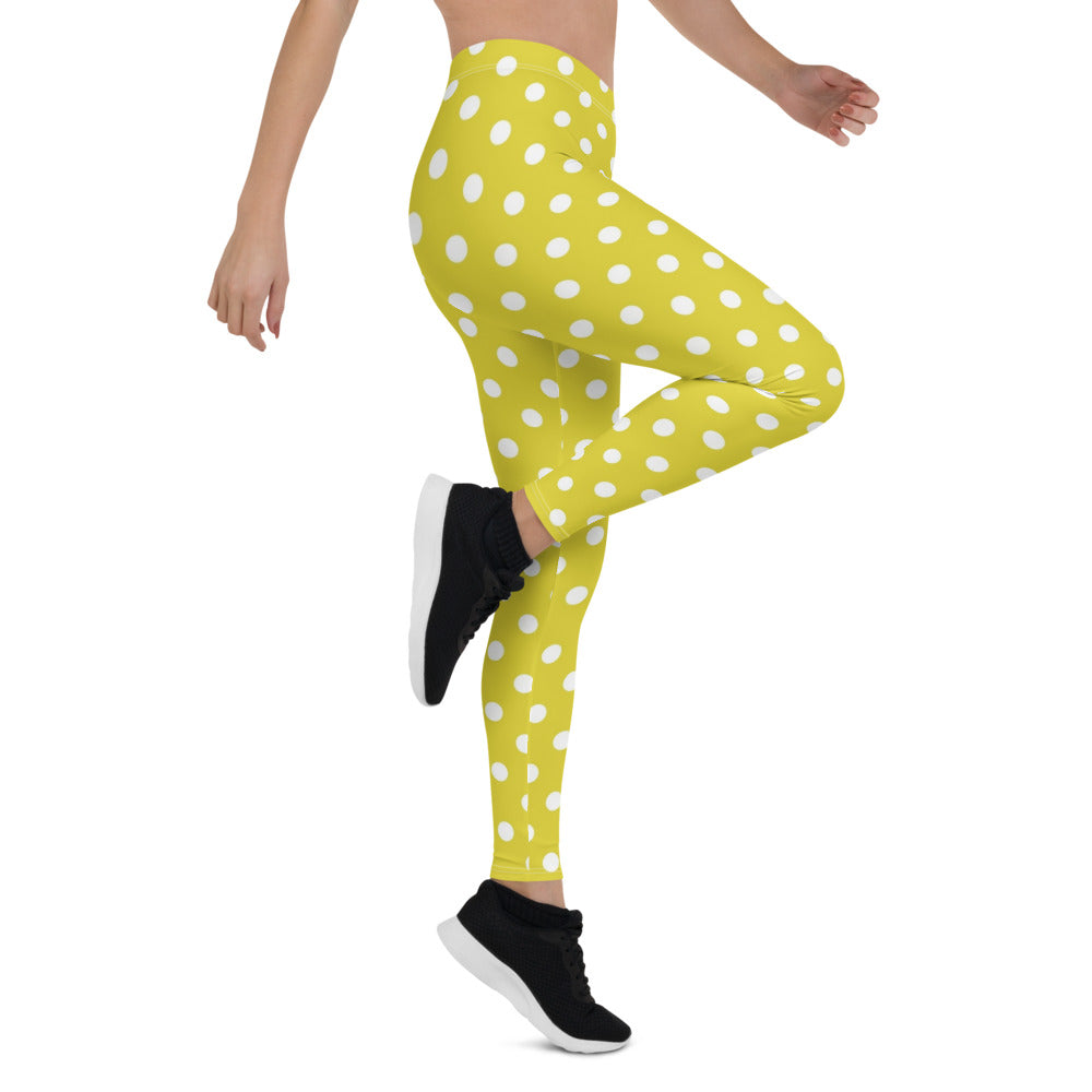 Vintage Bright Yellow Polka Dot Leggings