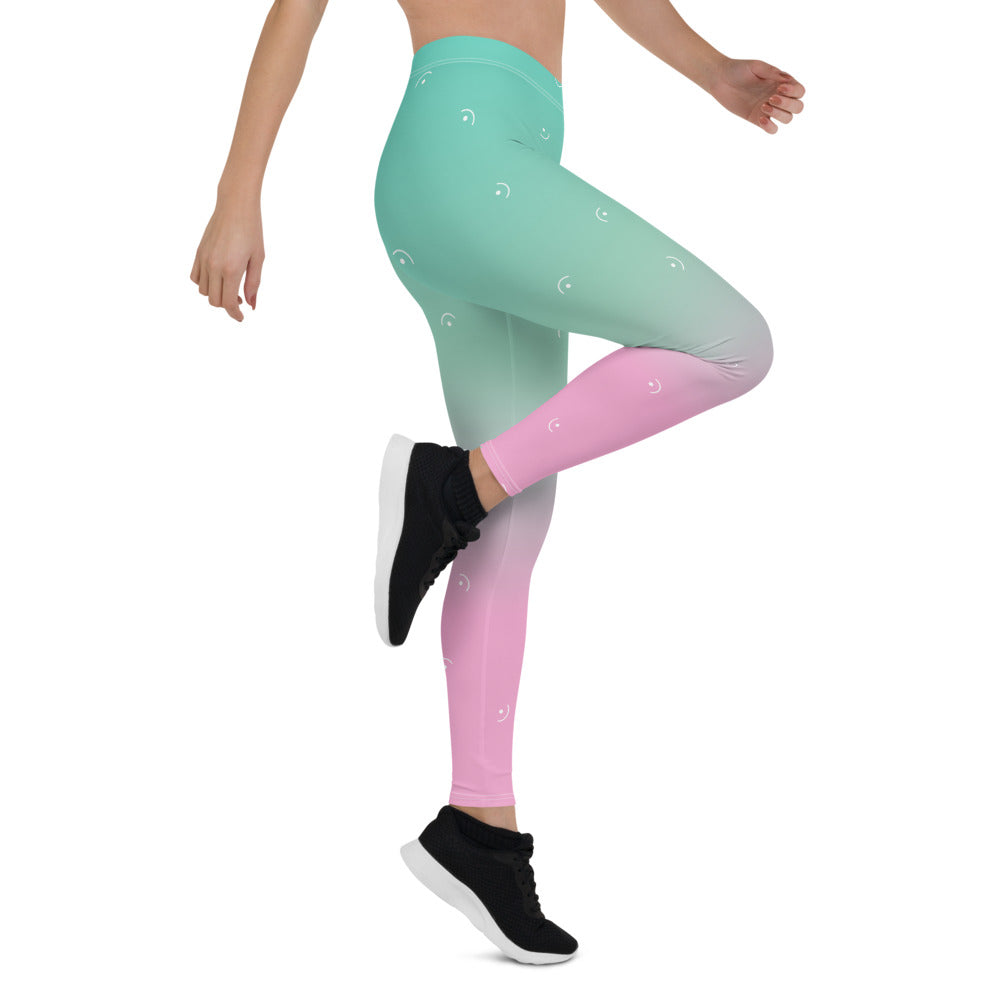Green & Pink Ombre Print Leggings