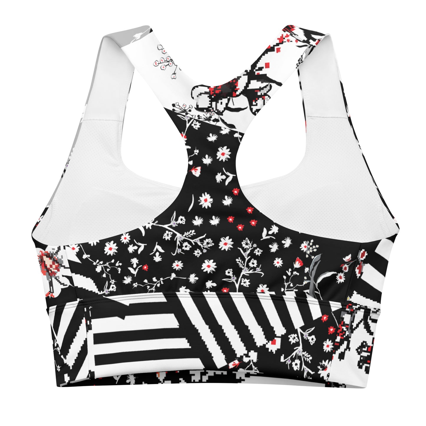 Floral Stripe Longline Sports Bra
