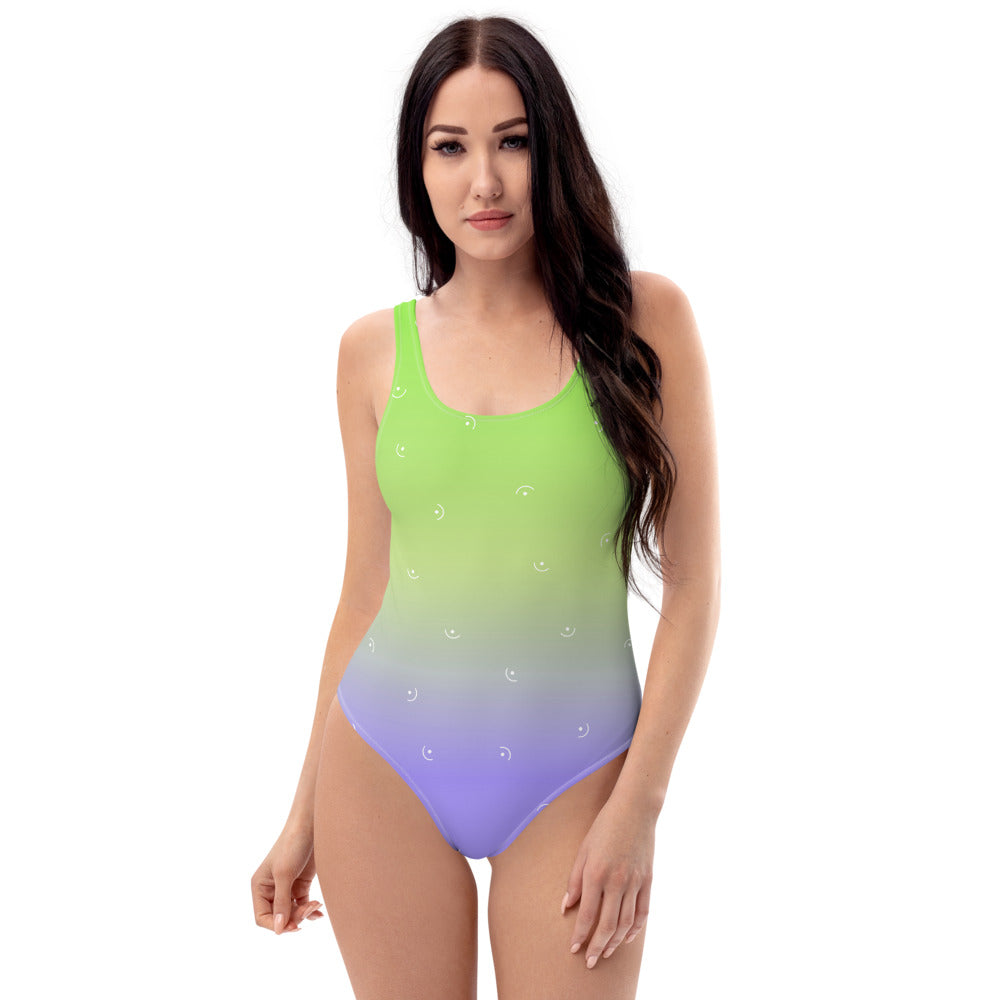 Green & Purple One-Piece Swimsuit