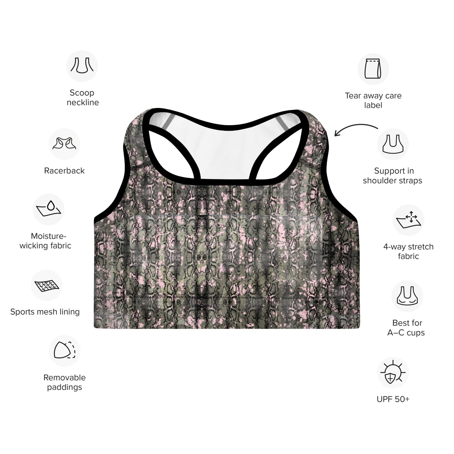 Snake Pattern Padded Sports Bra