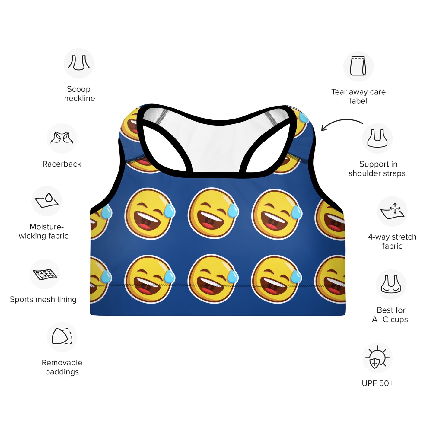 Smiling Faces Padded Sports Bra