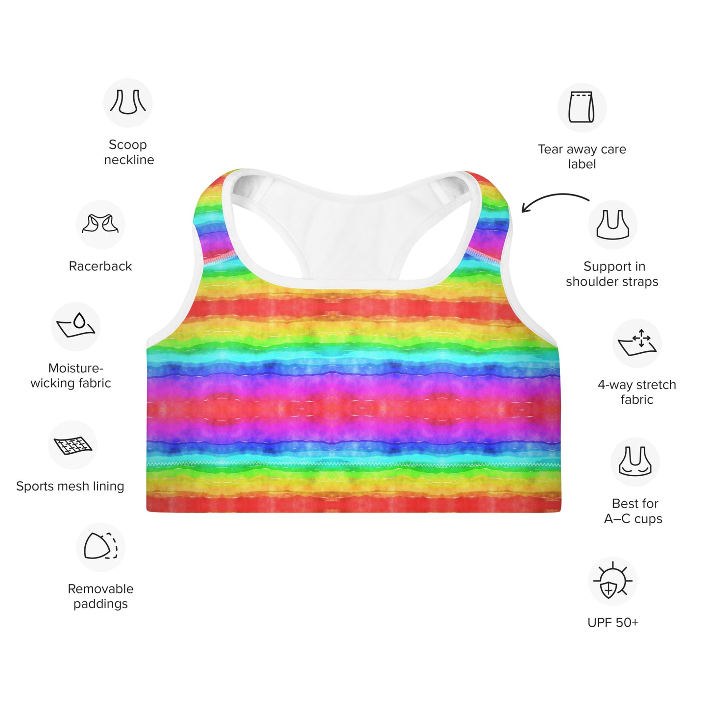 Rainbow Me Padded Sports Bra
